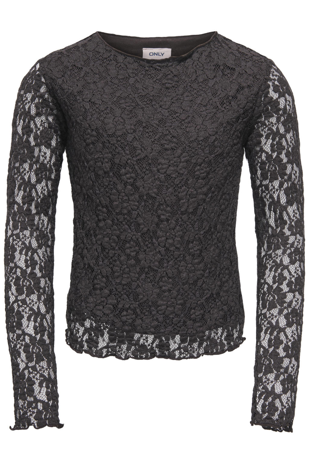 KIDS ONLY GIRL semi-transparante longsleeve - donkerbruin