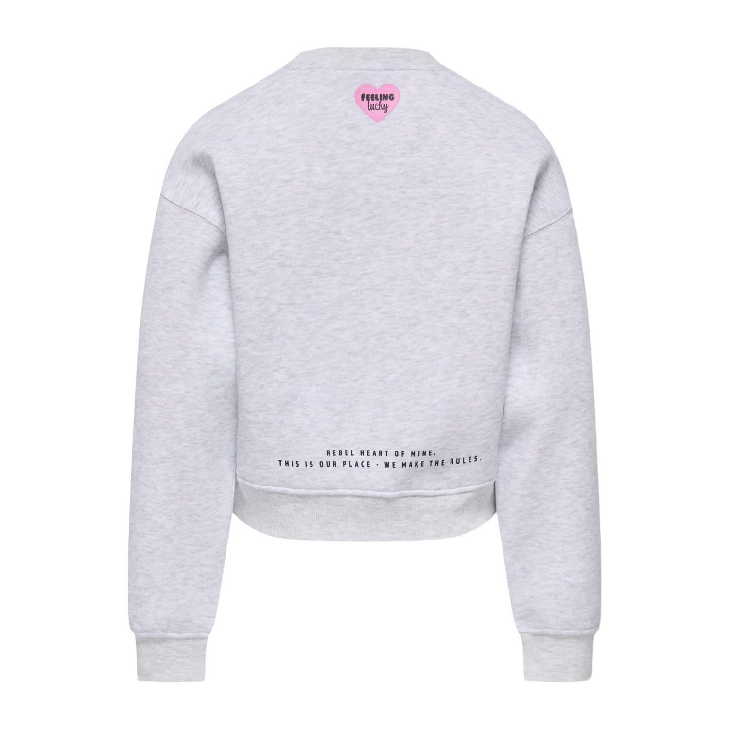 ONLY KIDS GIRL sweater met backprint grijs