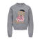 KIDS ONLY GIRL rechtvallende gebreide trui met print - grijs
