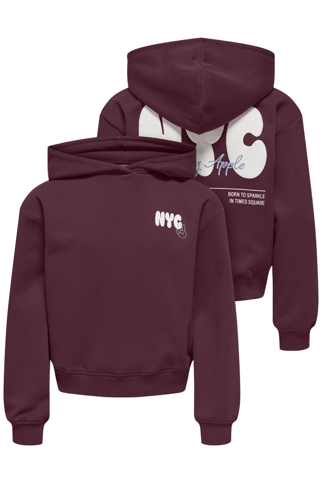 KIDS ONLY GIRL hoodie met backprint - donkerpaars