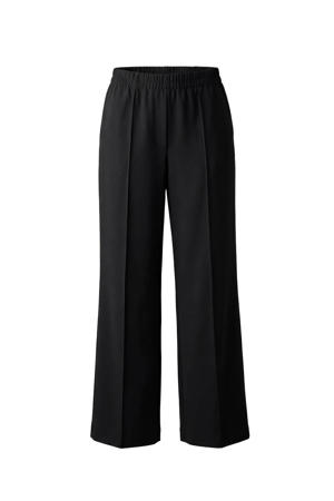 high waist relaxed fit broek met plooien - zwart
