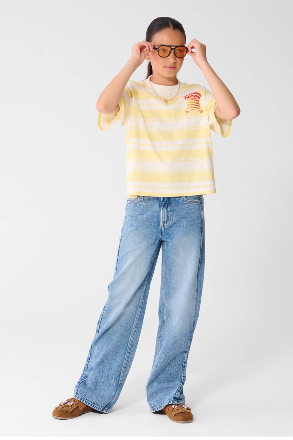 Shoeby gestreept T-shirt - lichtgeel