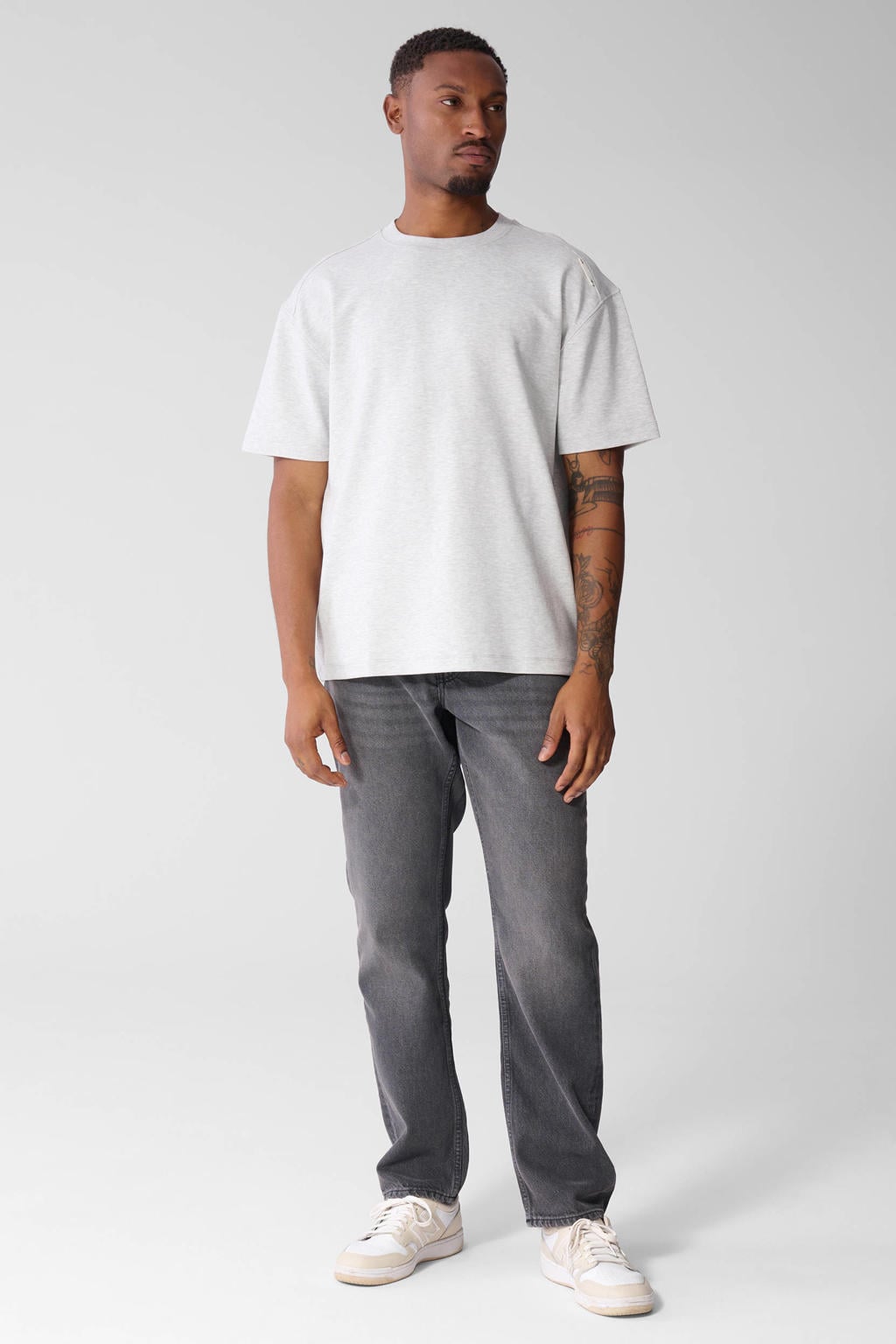Shoeby regular fit T-shirt met logo - lichtgrijs