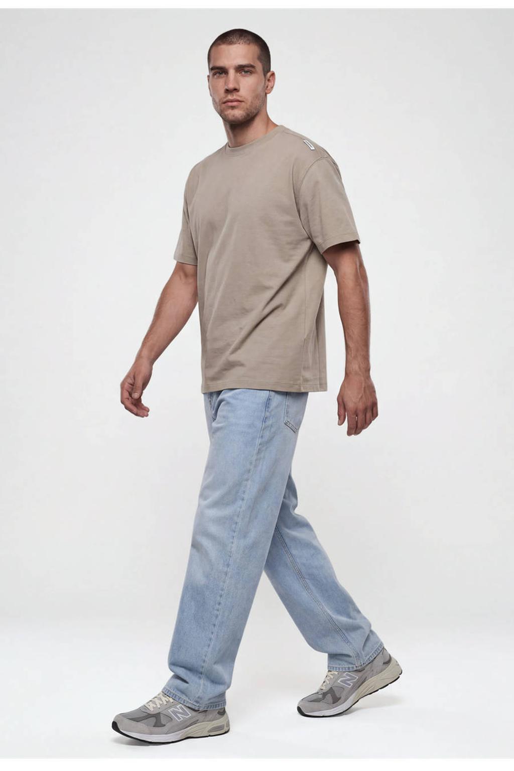 Lichtgroene heren Shoeby relaxed fit T-shirt van katoen met logo dessin, korte mouwen en ronde hals