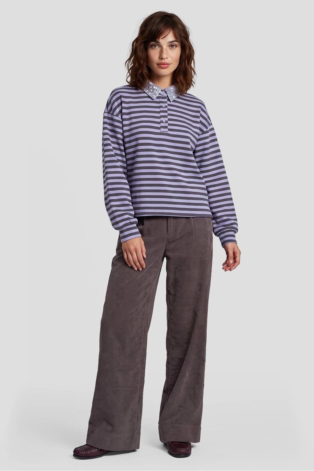 FLURESK gestreepte sweater met pailletten - paars