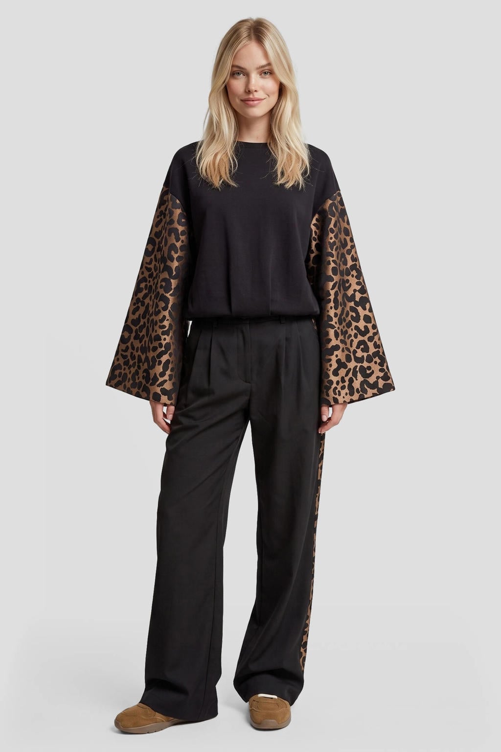 FLURESK wide leg broek - zwart