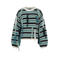 FLURESK gestreepte gebreide trui met franjes en wol - blauw/multi