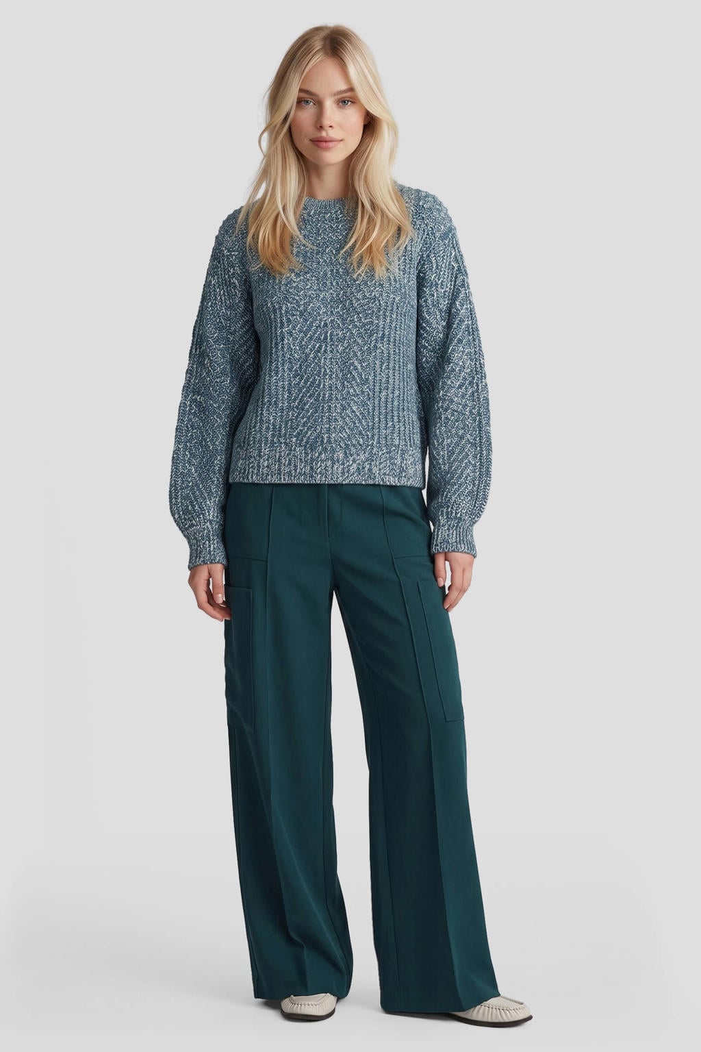FLURESK wide leg broek - petrol
