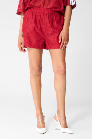 straight leg casual short met print - rood