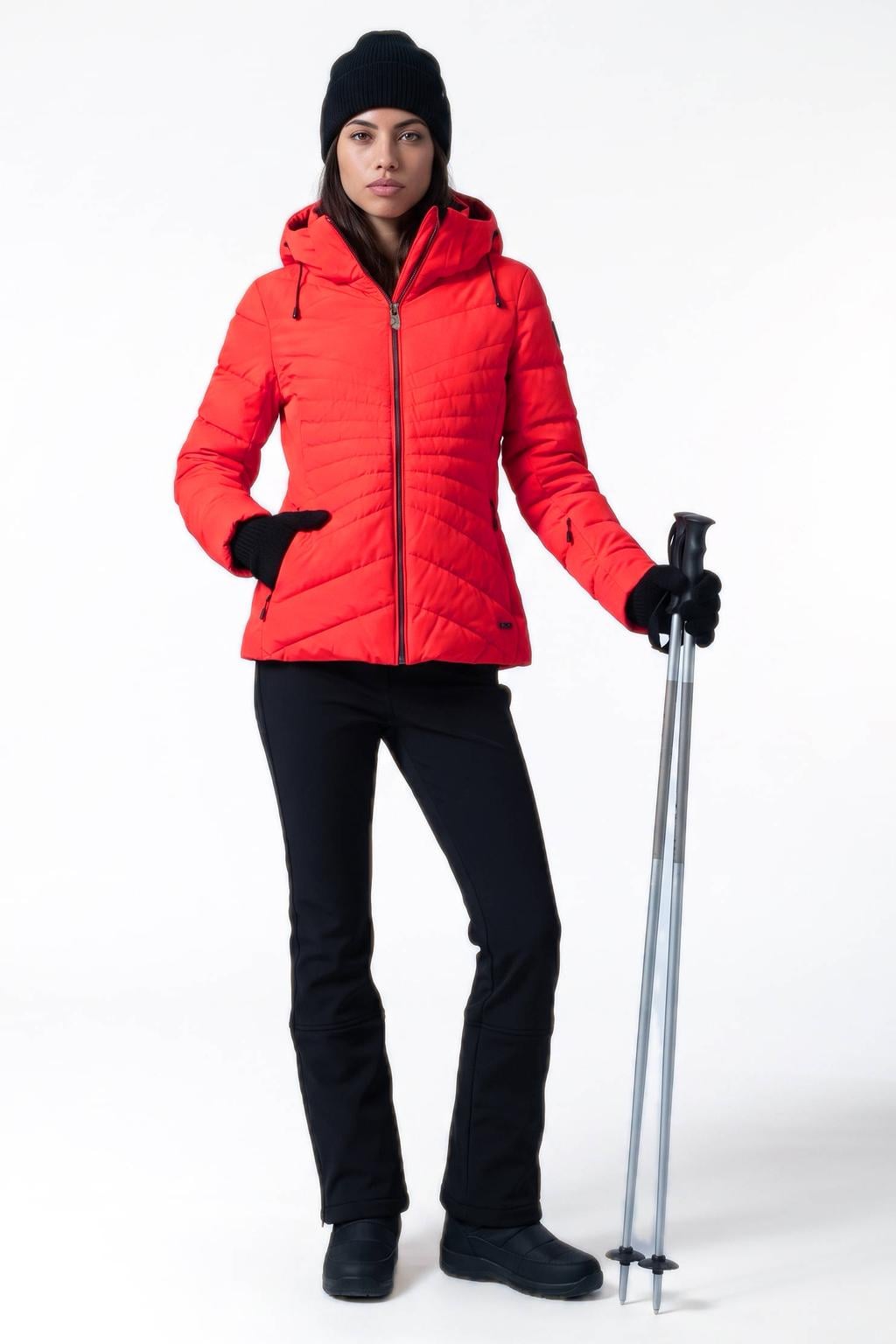 Roze dames Falcon Lush ski-jas van polyester met effen, capuchon en ritssluiting