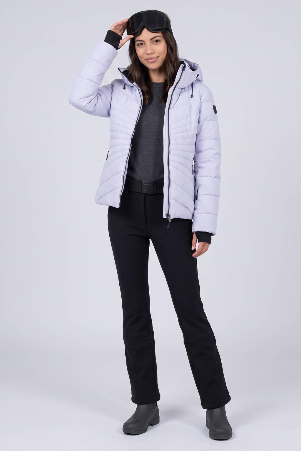 Lilakleurige dames Falcon Lush ski-jas van polyester met effen, capuchon en ritssluiting