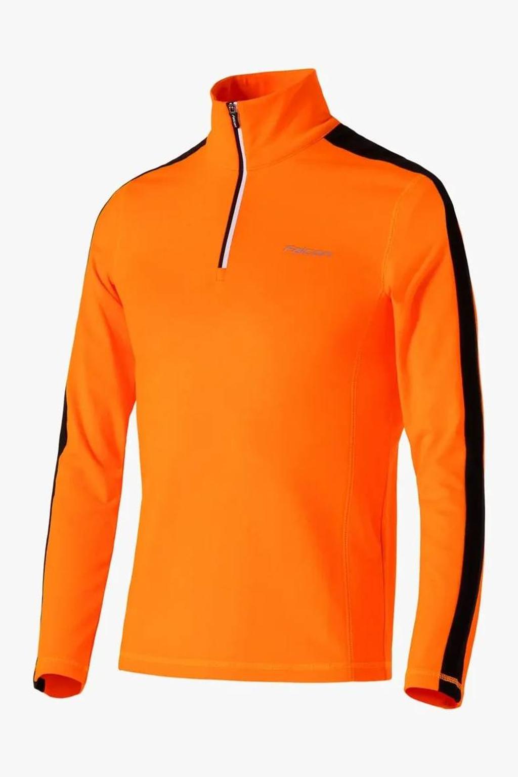 Oranje jongens en meisjes Falcon Yarmouth jr skipully met lange mouwen, opstaande kraag en halve rits