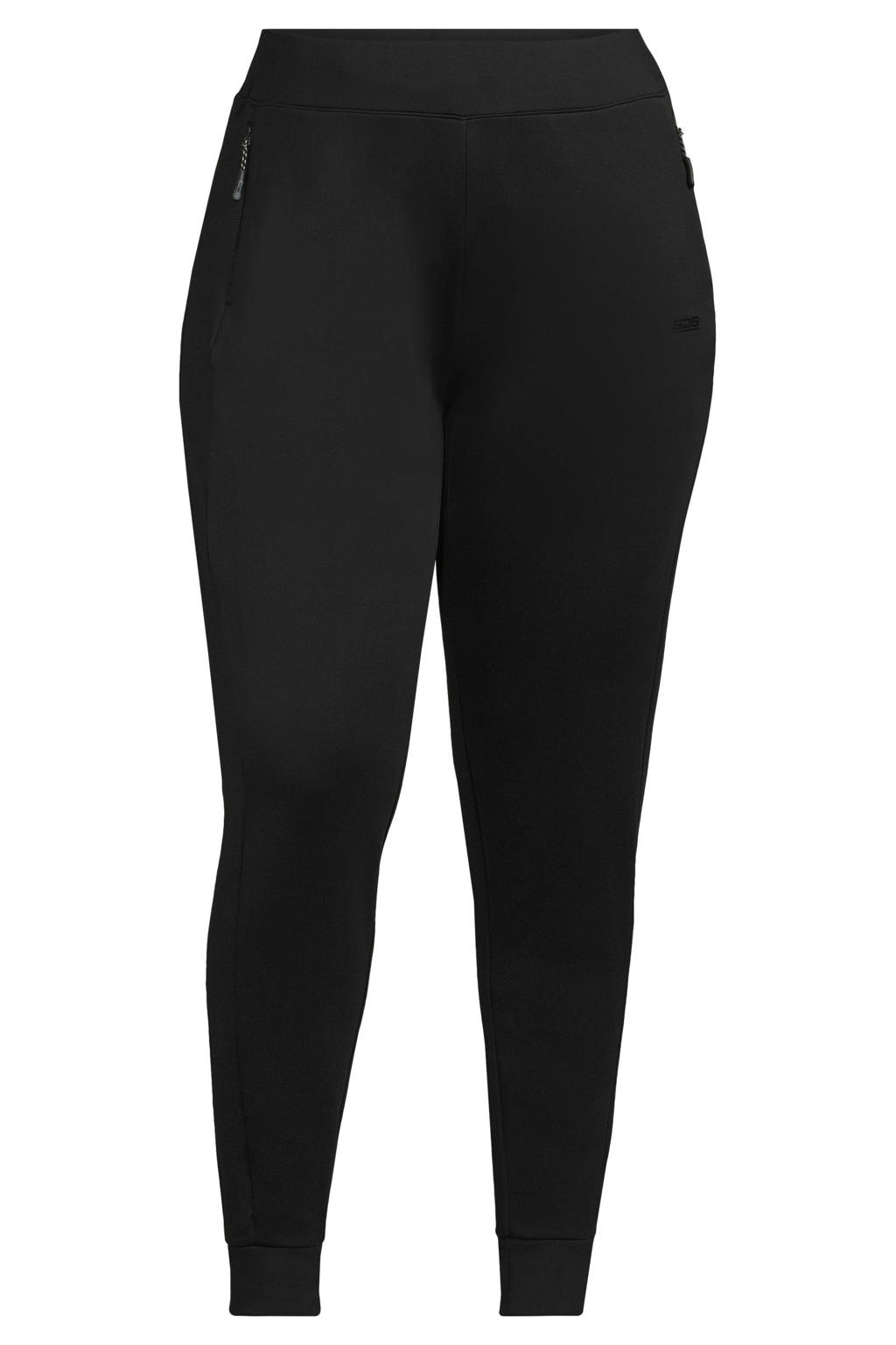 Zwarte dames Sjeng Sports Plus Size Veerle sportlegging van polyester met slim fit, regular waist en effen