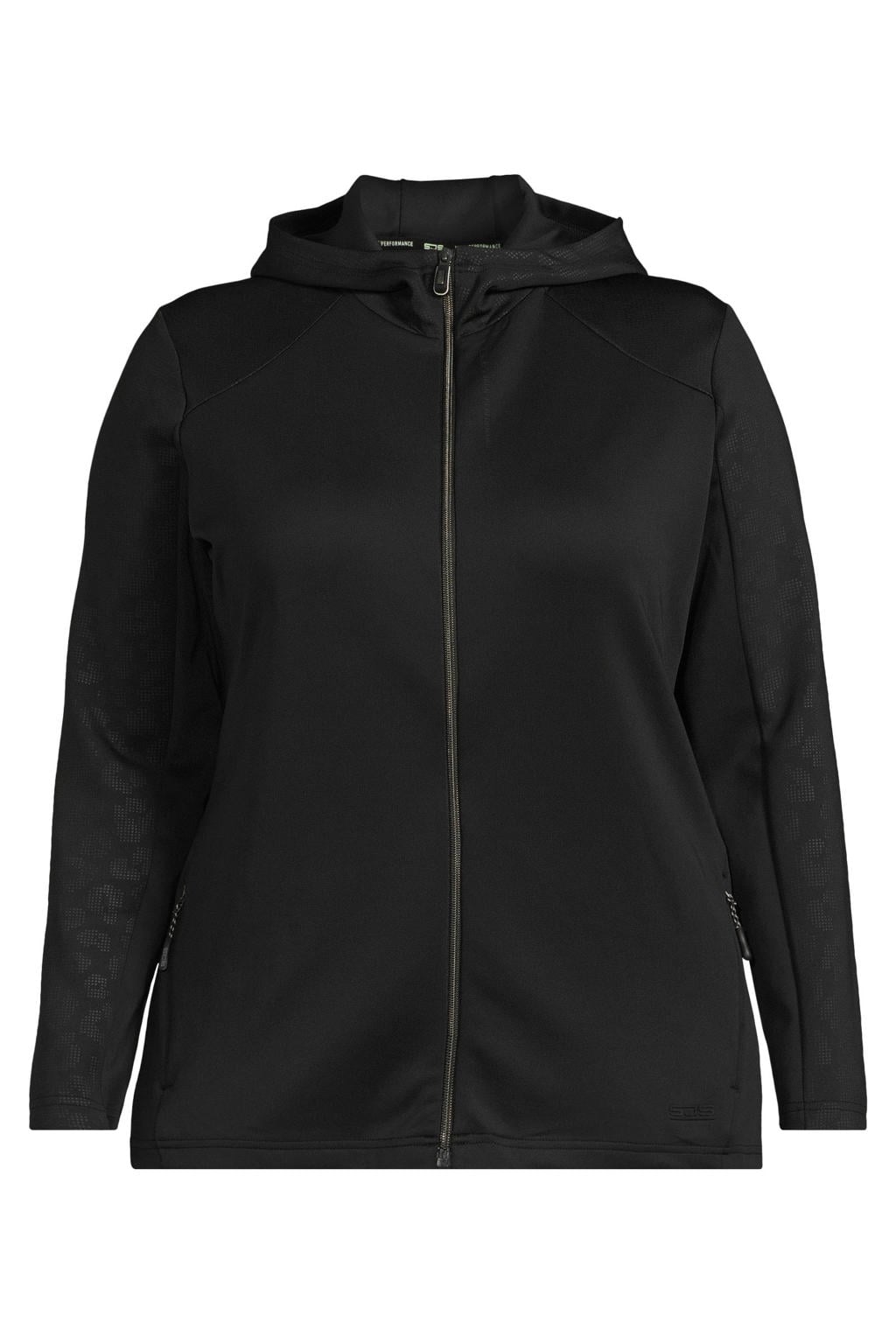 Zwarte dames Sjeng Sports Plus size Rydelle trainingsjack van polyester met lange mouwen en capuchon