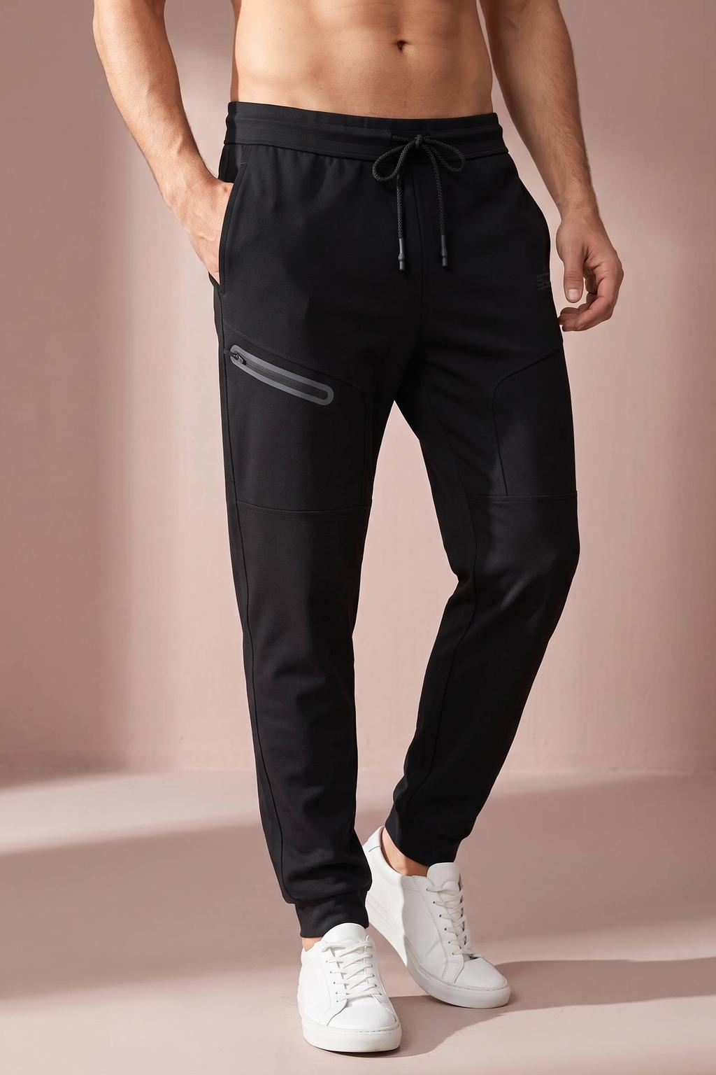 Zwarte heren Sjeng Sports Oswin sportbroek van polyester