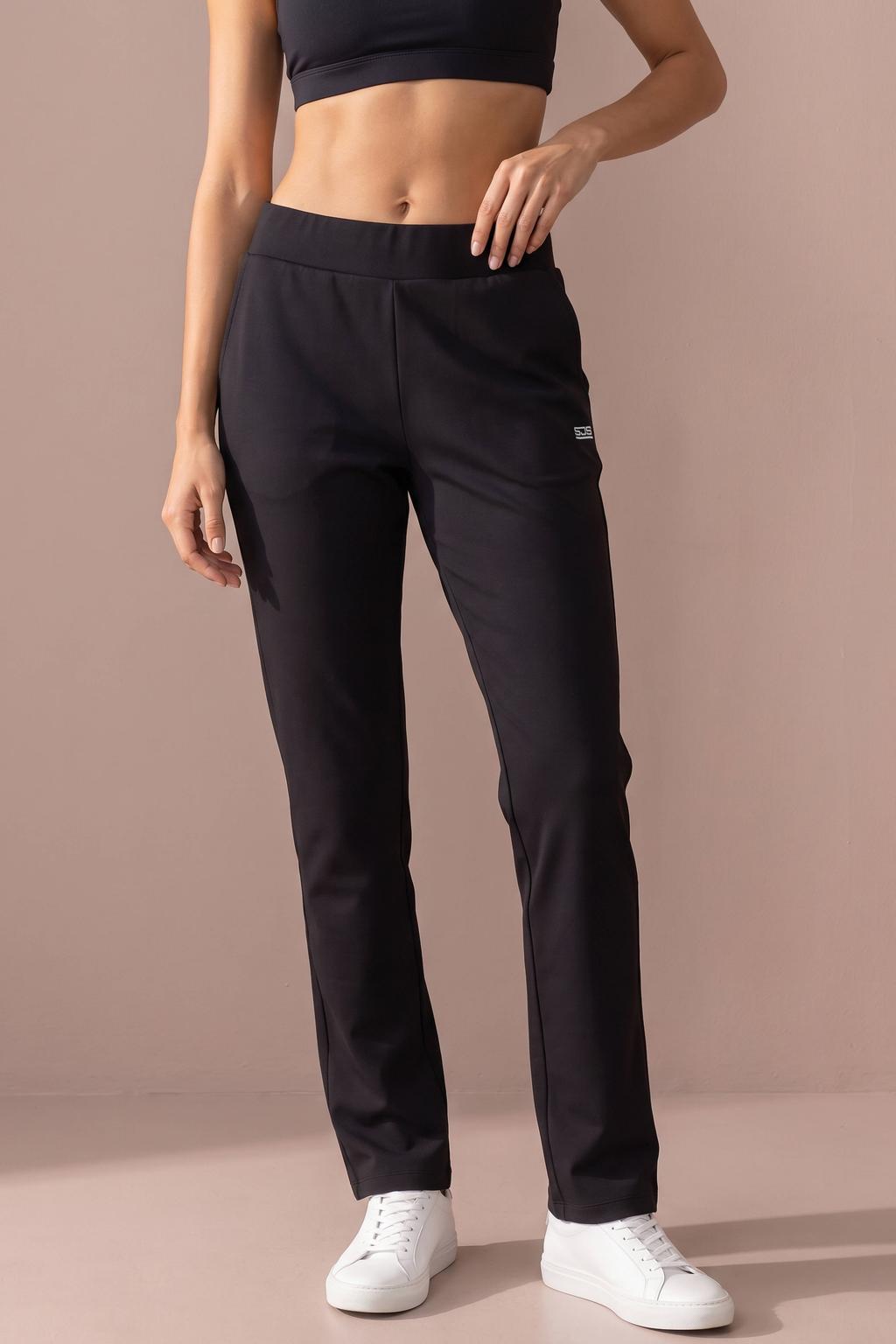 Zwarte dames Sjeng Sports Klara sportbroek van polyester met regular fit, regular waist en effen