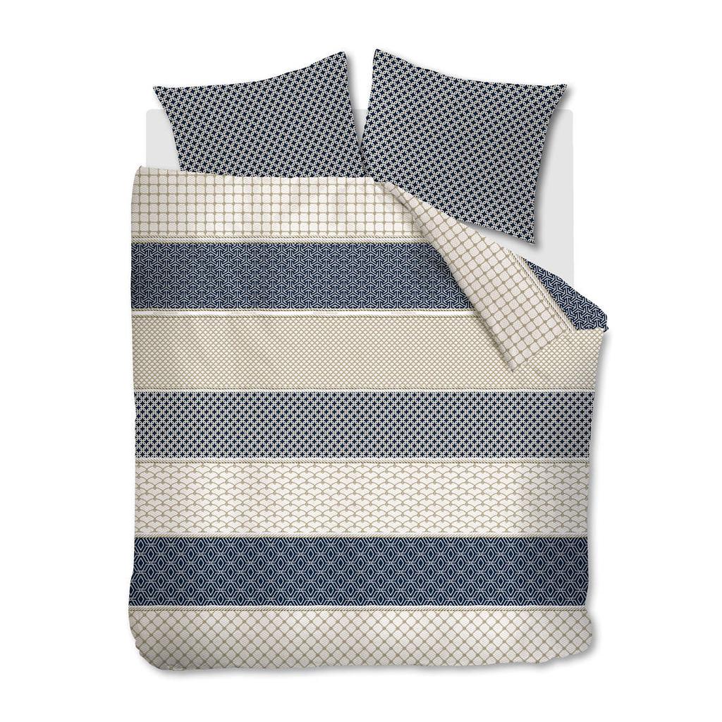 Riviera Maison Ropes katoenen grafische lits-jumeaux dekbedovertrek 240x220 cm - blauw