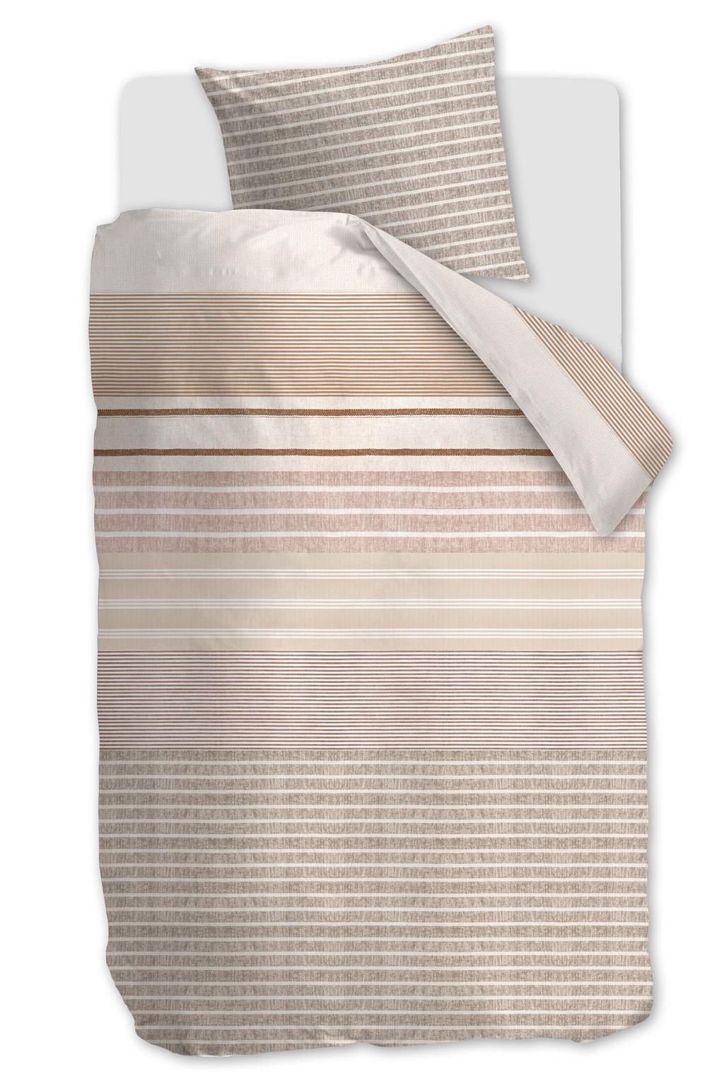 Ariadne at Home France katoenen gestreept 1-persoons dekbedovertrek 140x220 cm - roze