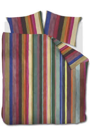 Fiesta Lines katoen-satijnen gestreepte lits-jumeaux dekbedovertrek 240x220 cm - multi