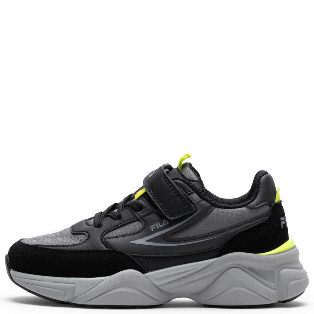 Zwart en gele jongens en meisjes Fila sneakers met klittenband - van mesh-pu/voering: mesh/voetbed: eva