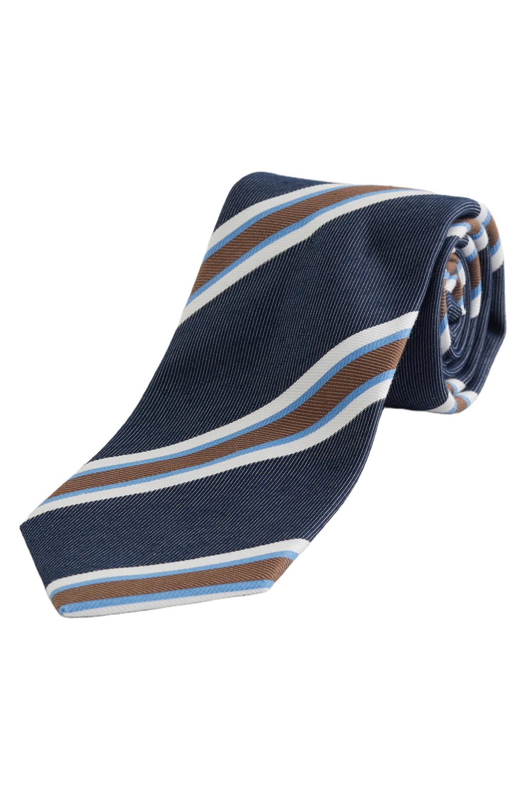 WE Fashion katoenen gestreepte stropdas - donkerblauw