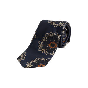 zijden stropdas met print - donkerblauw