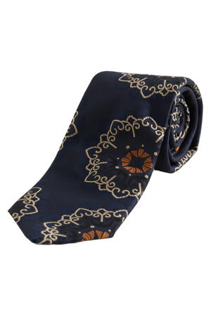 zijden stropdas met print - donkerblauw