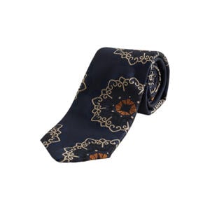 zijden stropdas met print - donkerblauw