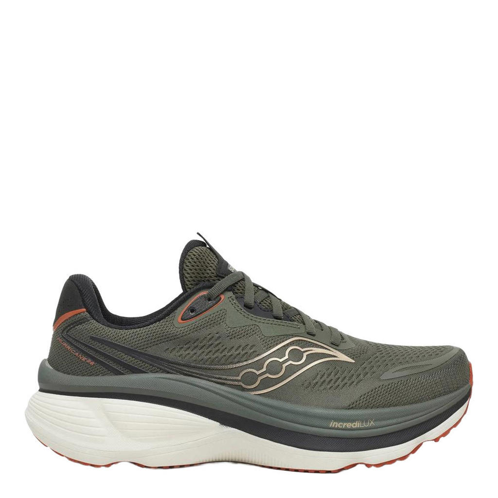 Olijfgroen en zwarte heren Saucony Hurricane 26 hardloopschoenen - van mesh/voering: mesh/voetbed: eva met veters
