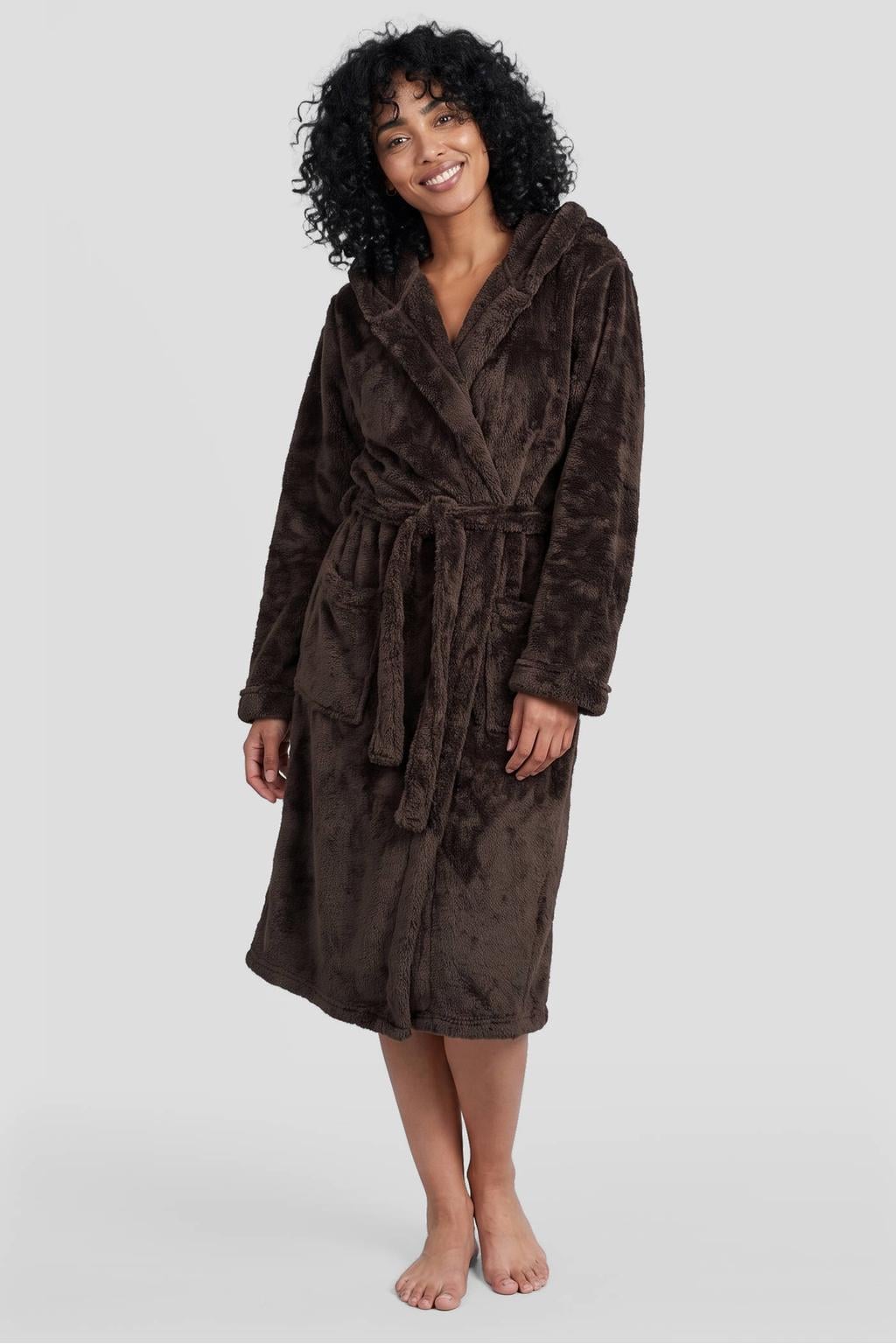 Dreamcovers fleece badjas - donkerbruin
