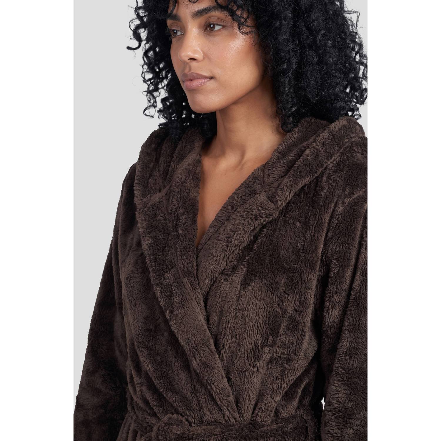 Dreamcovers fleece badjas donkerbruin