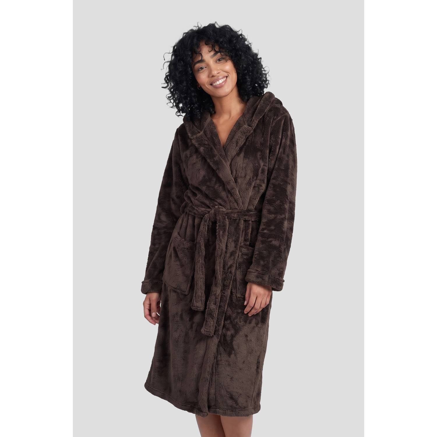 Dreamcovers fleece badjas donkerbruin