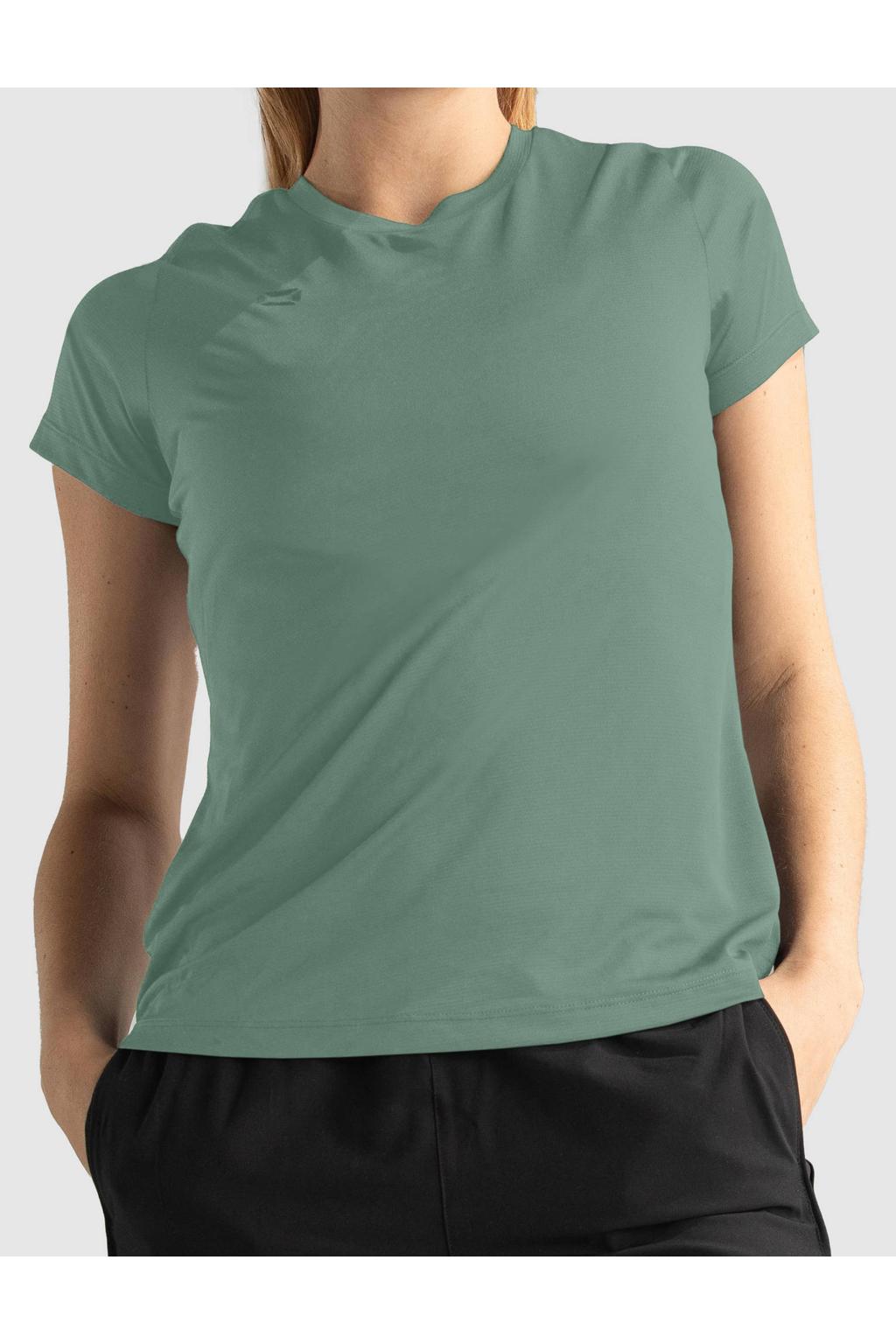 Mintgroene dames Stanno sportshirt van polyester met logo dessin, korte mouwen en ronde hals