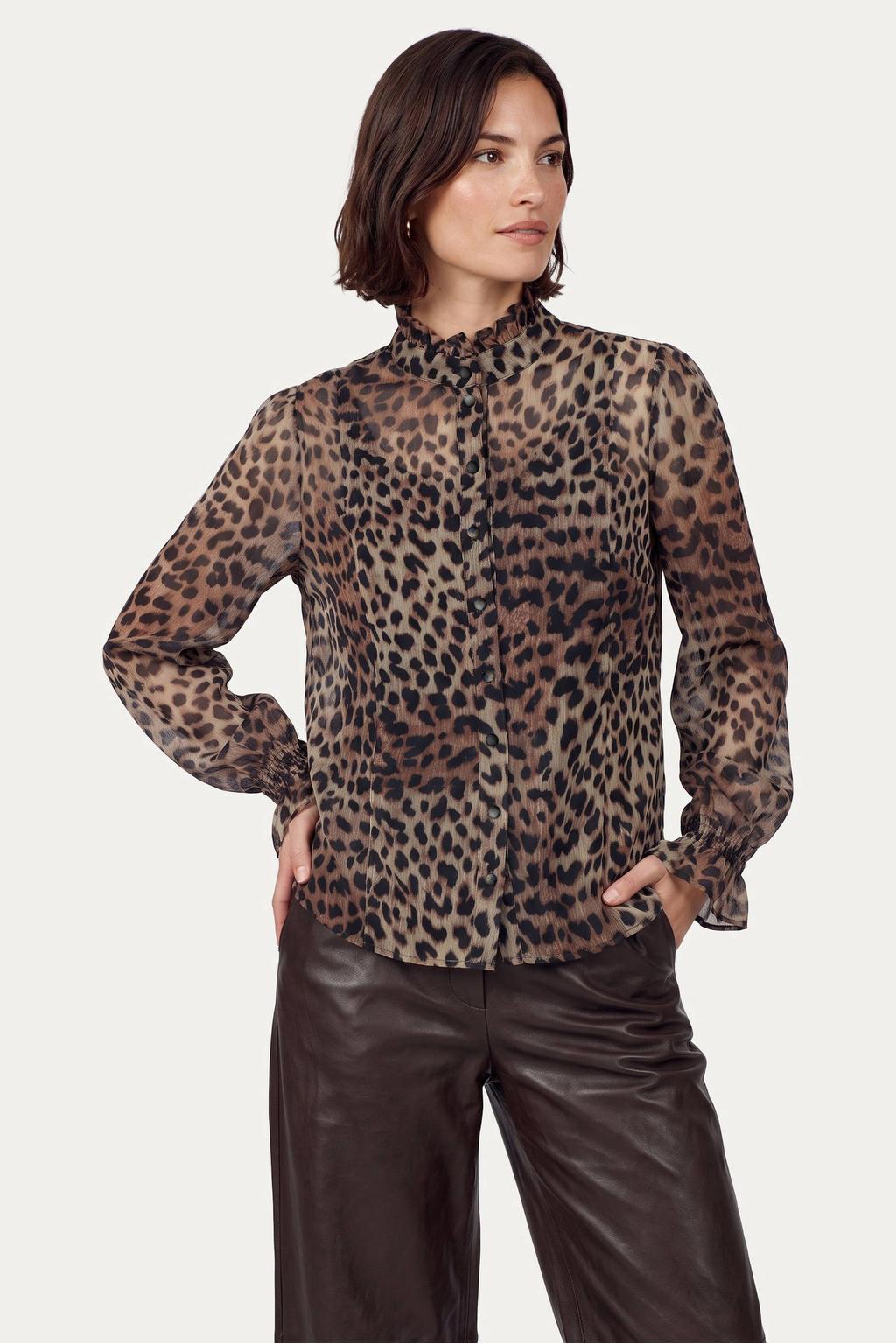 CS the Label blouse met dierenprint - bruin