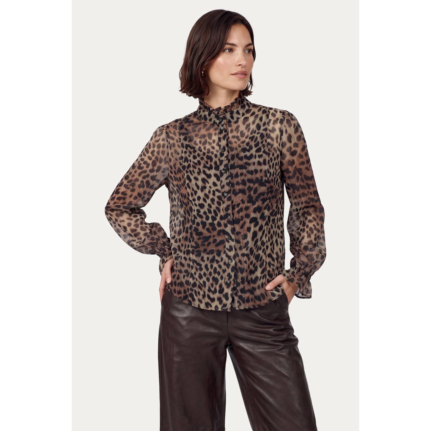 CS the Label blouse met dierenprint bruin