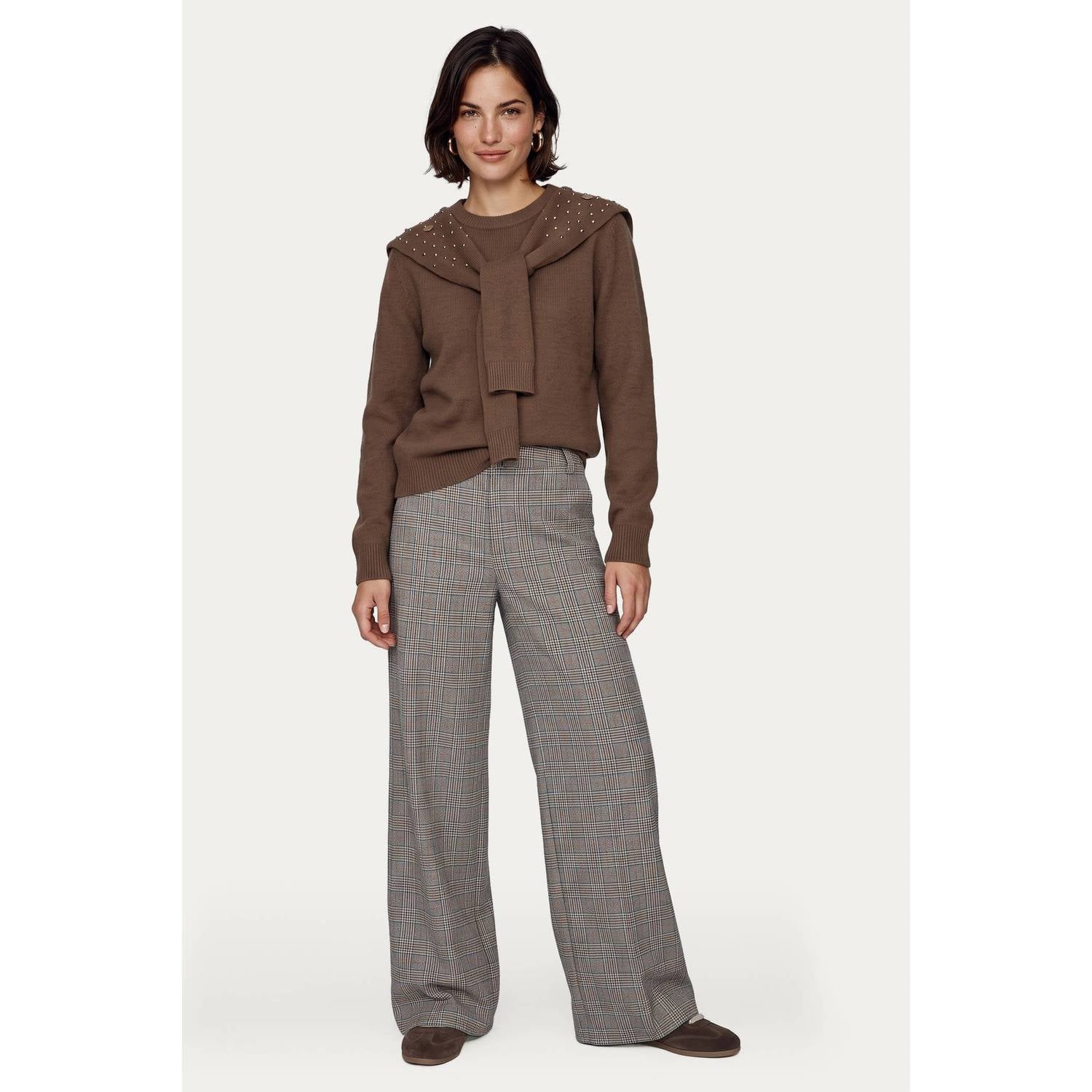 CS the Label pullover met strass-steentjes bruin