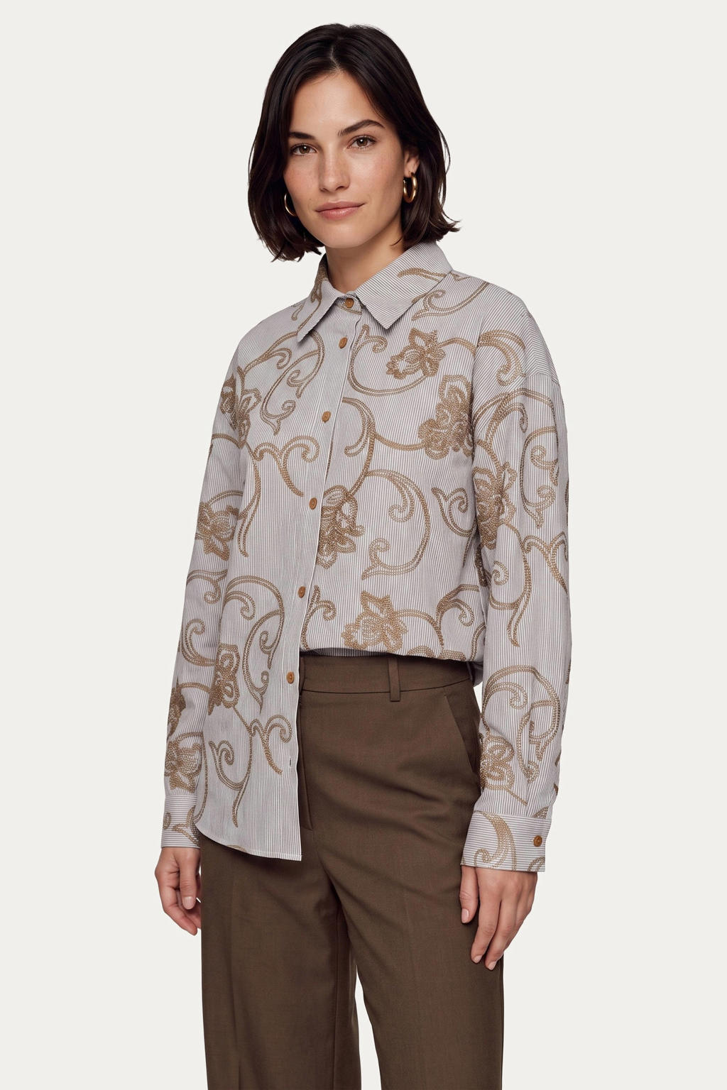 CS the Label blouse met borduursels en krijtstreep - meerkleurig