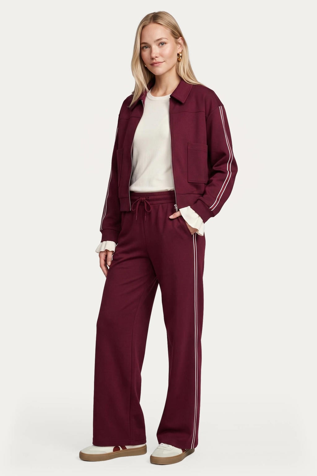 CS the Label wide leg broek - donkerrood