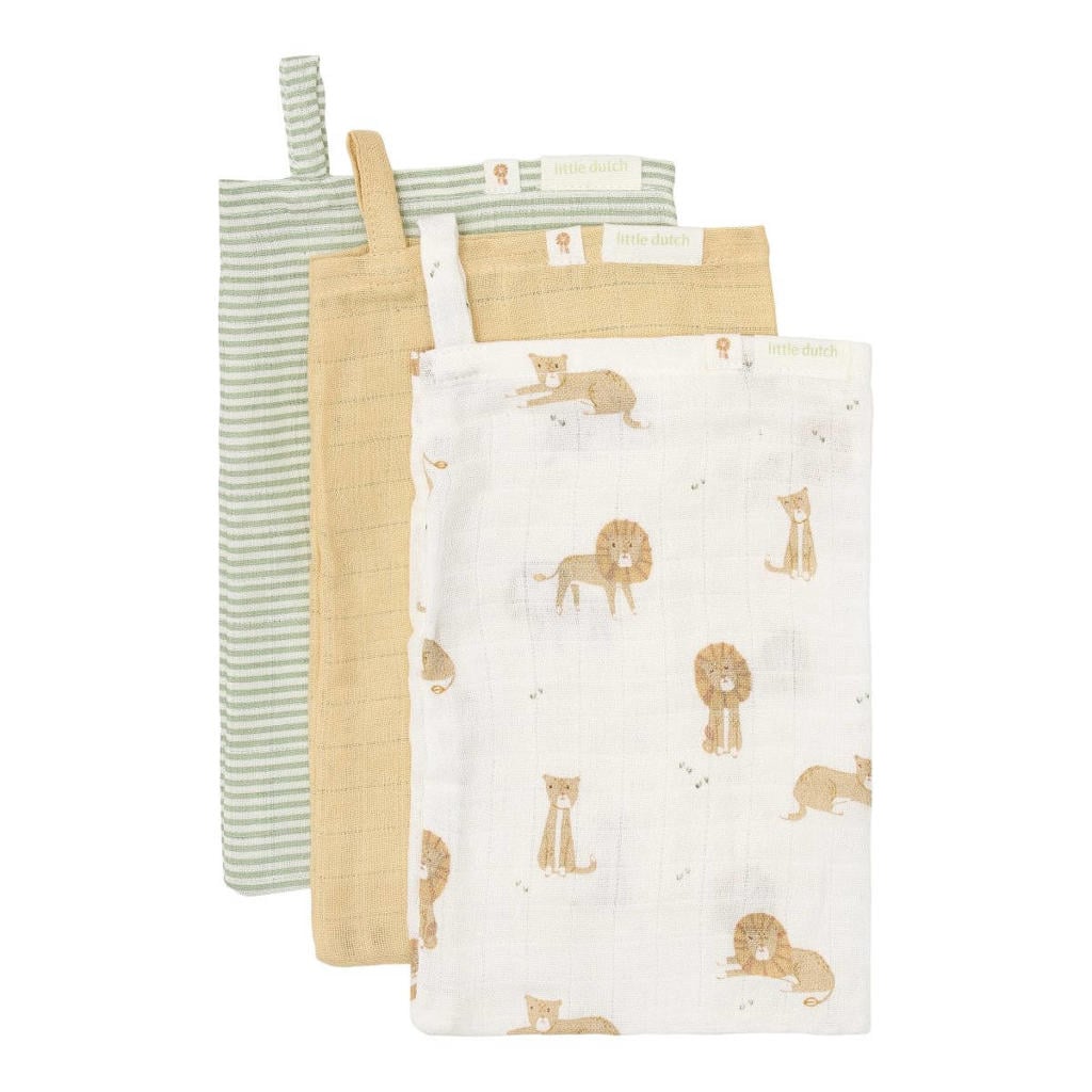 Little Dutch washandjes set van 3 - Safari Leo