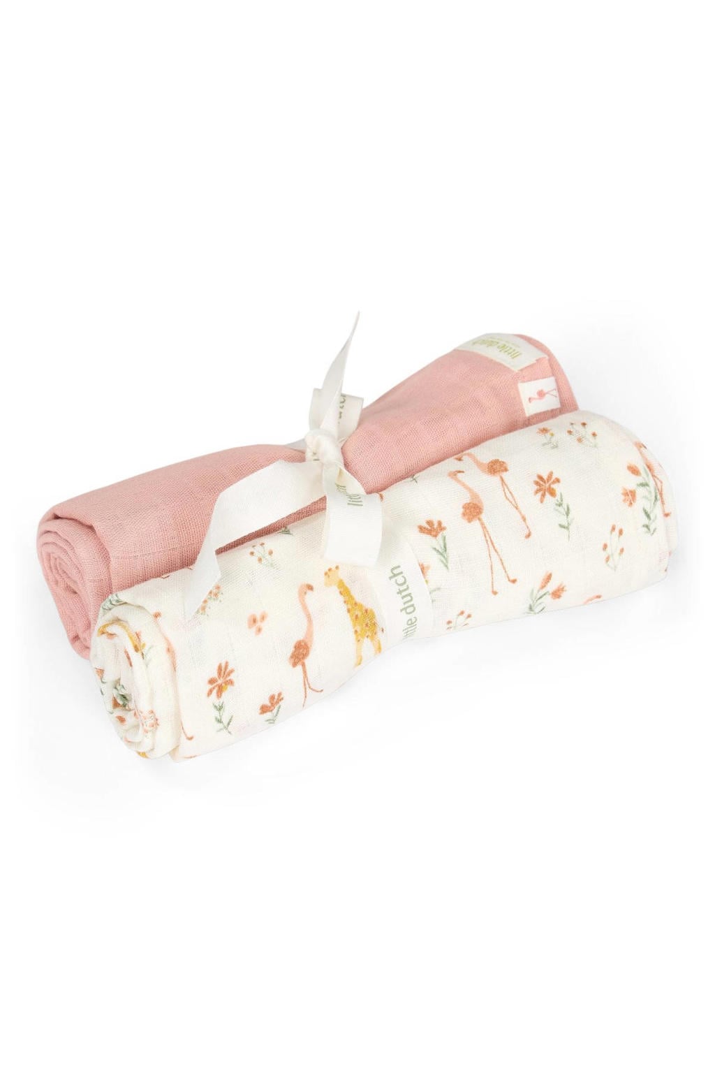 Little Dutch swaddle set van 2 - Roze - 70x70 cm - Blooming Safari