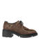 Floris van Bommel Maddi 03.01 suède veterschoenen met blokhak, profielzool en franjes - donkerbruin