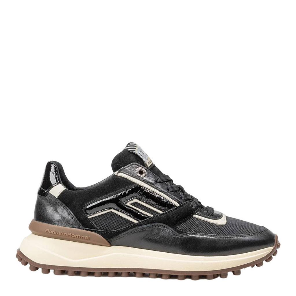 Zwarte dames Floris van Bommel 52.08 leren sneakers - van suède met veters
