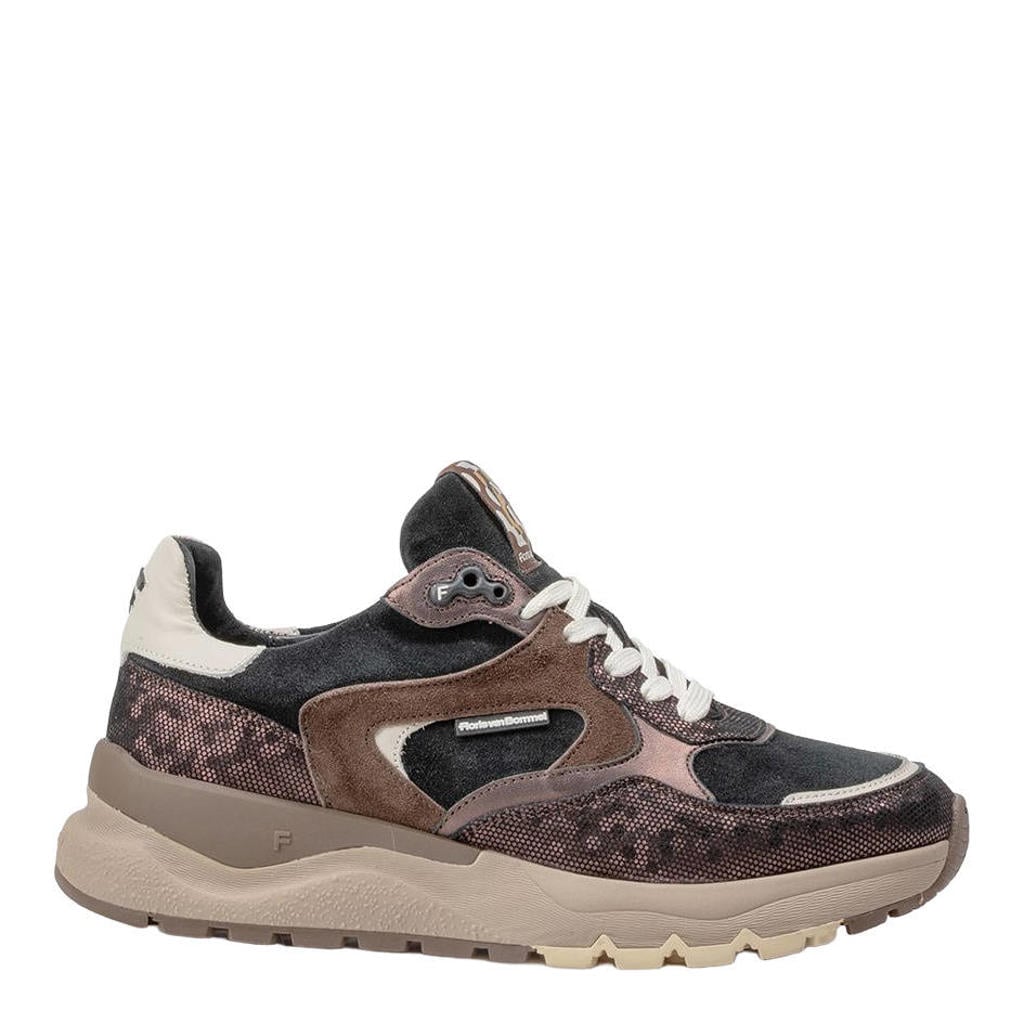 Bronzen dames Floris van Bommel Treni 02.08 suède sneakers - van leer met veters