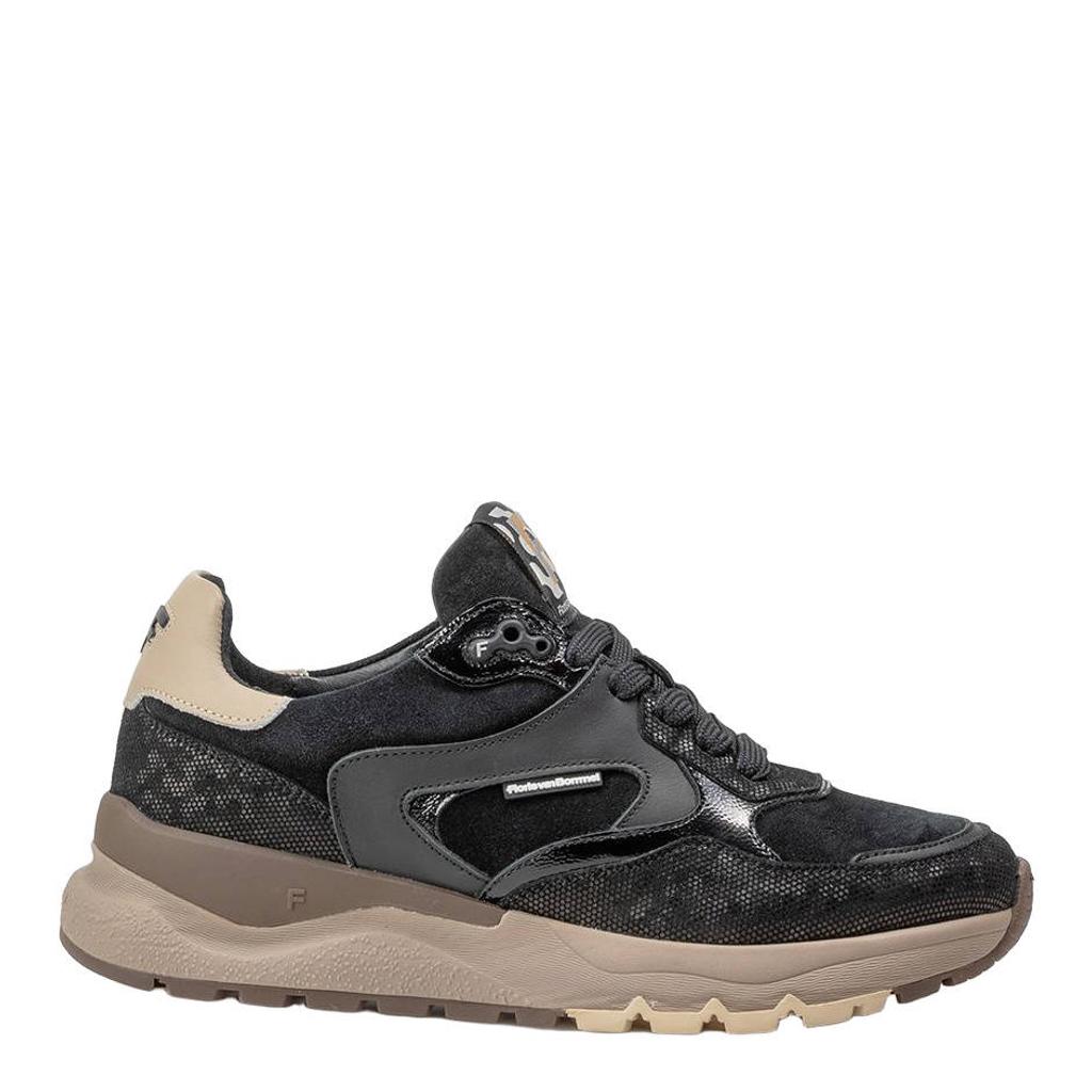 Zwarte dames Floris van Bommel Treni 02.06 suède sneakers - van leer met veters