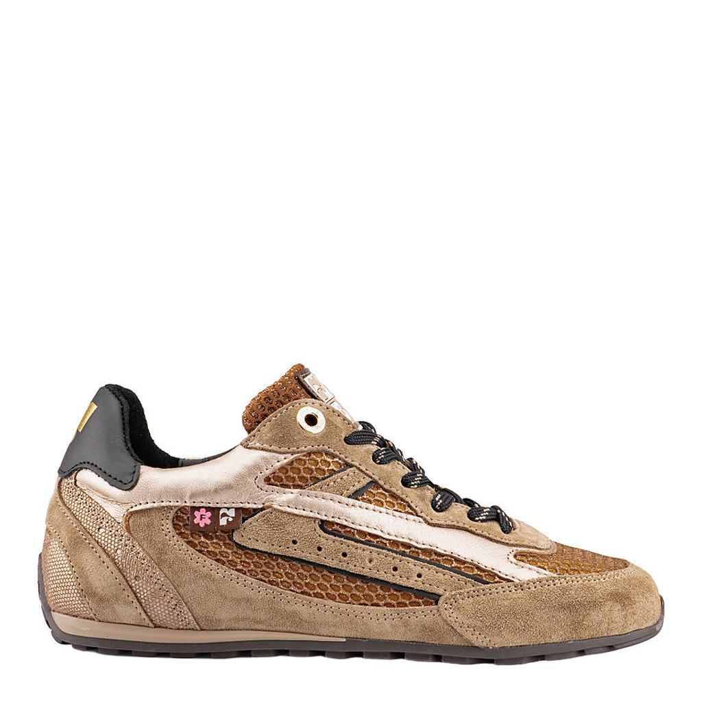 Gouden dames Floris van Bommel leren sneakers - met veters