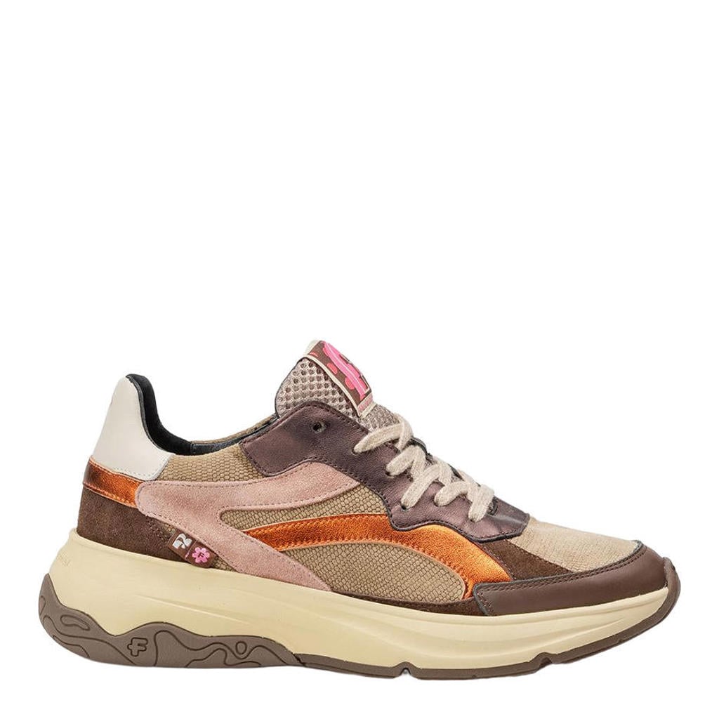 Donkerblauwe dames Floris van Bommel Holli 02.07 leren sneakers - met veters