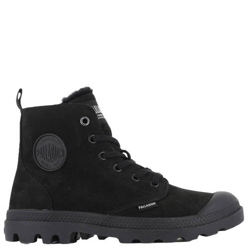 Palladium PAMPA HI ZIP WL leren sneakers met profielzool en logo zwart