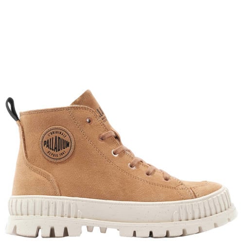 Palladium PALLASHOCK ZIP WARM suède sneakers met profielzool cognac