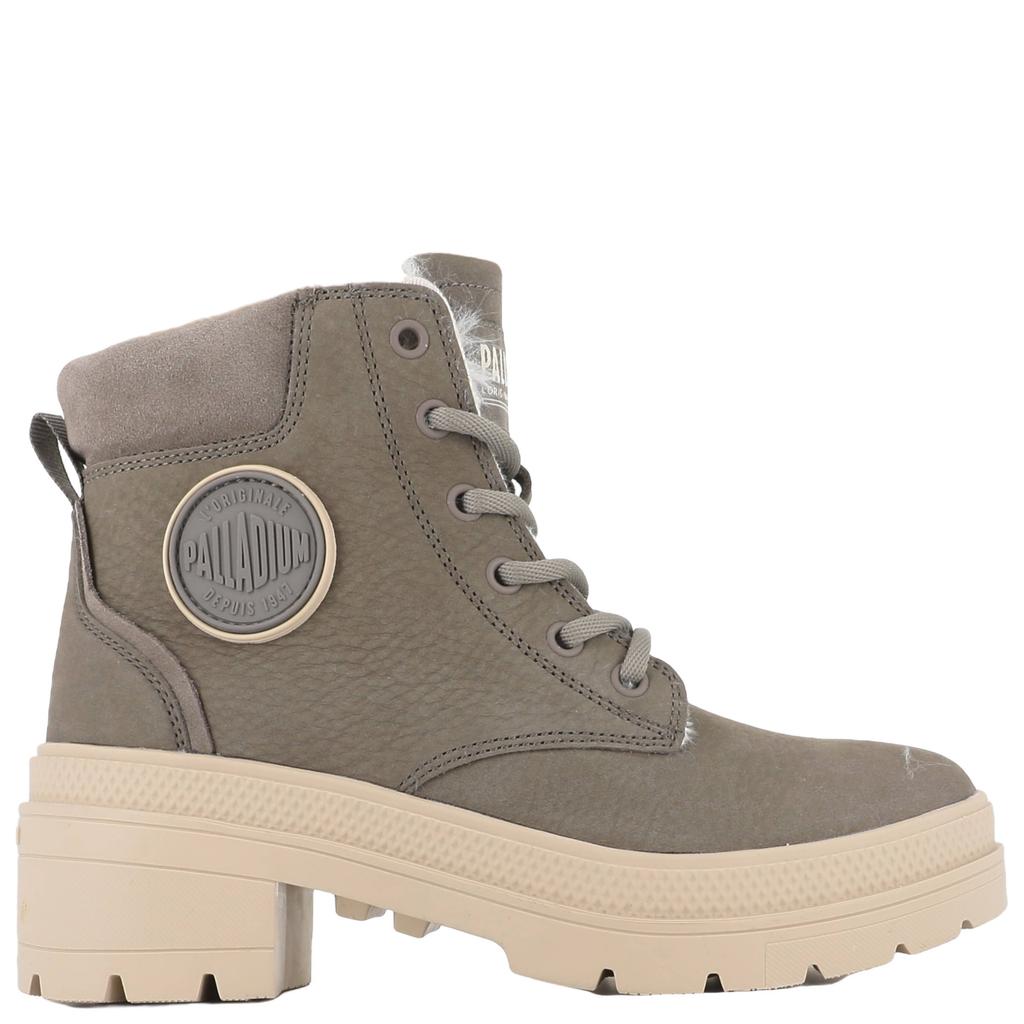 Palladium leren sneakers met blokhak - grijs
