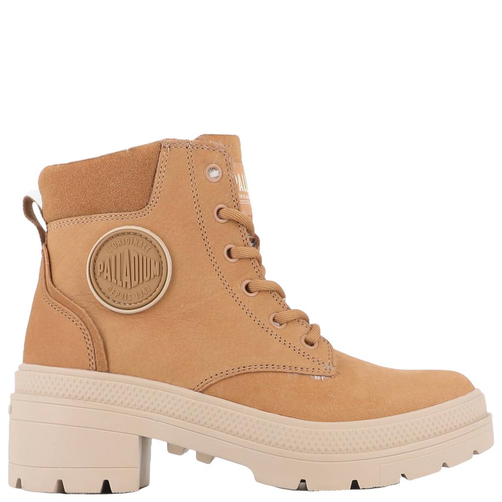 Palladium leren sneakers met blokhak - cognac